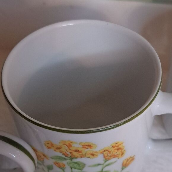 Three Vintage Japan Yellow Floral Ceramic Cups Decor Mid Century Modern - Picture 9 of 13